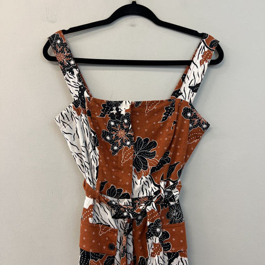 House of Harlow 1960 Brown/ Black Print Button Front Romper 4