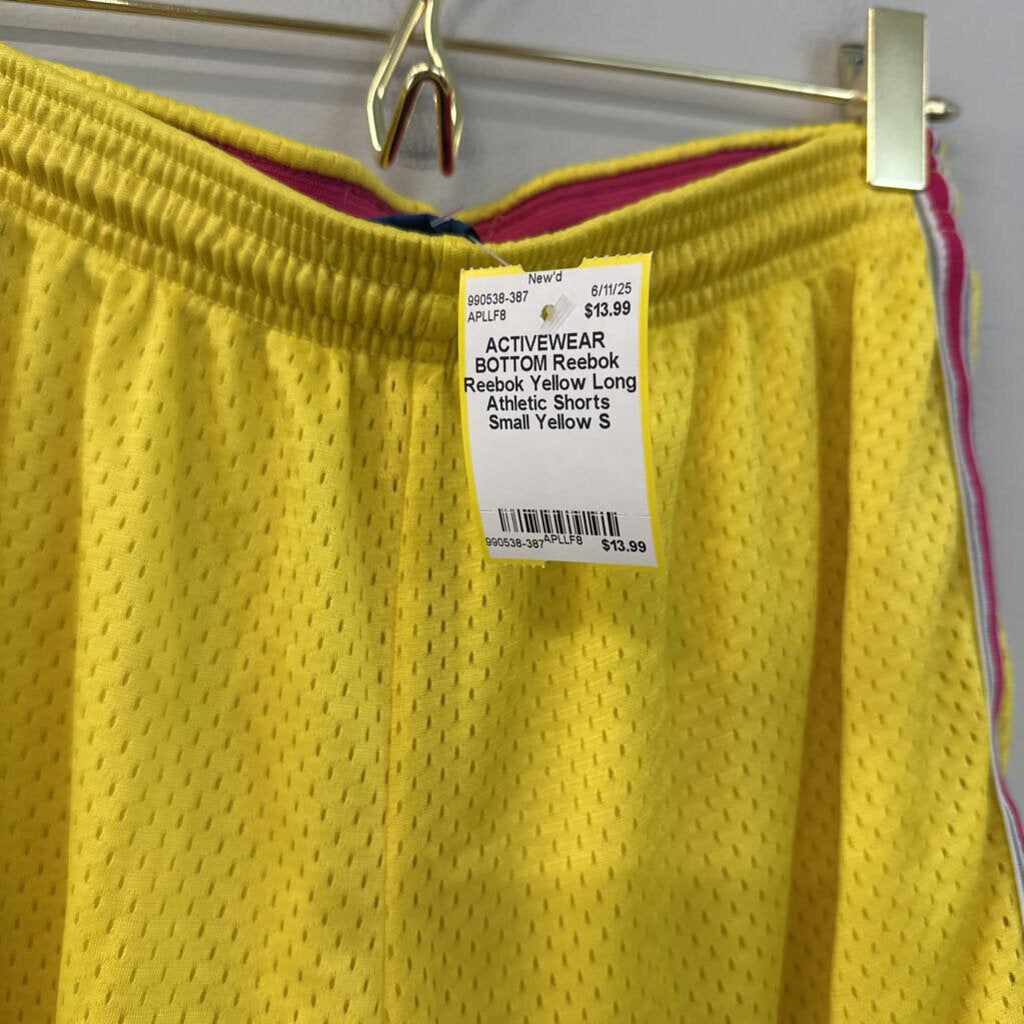 Reebok Yellow Long Athletic Shorts Small