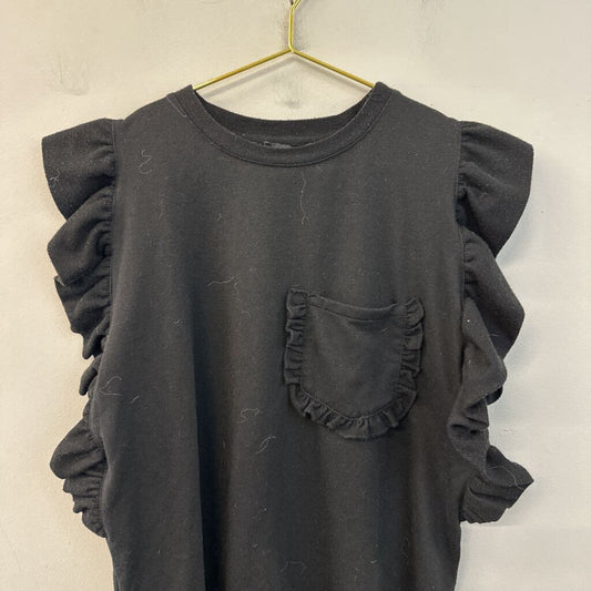 Drew Black Short Ruffle Sleeve Top Extra Small