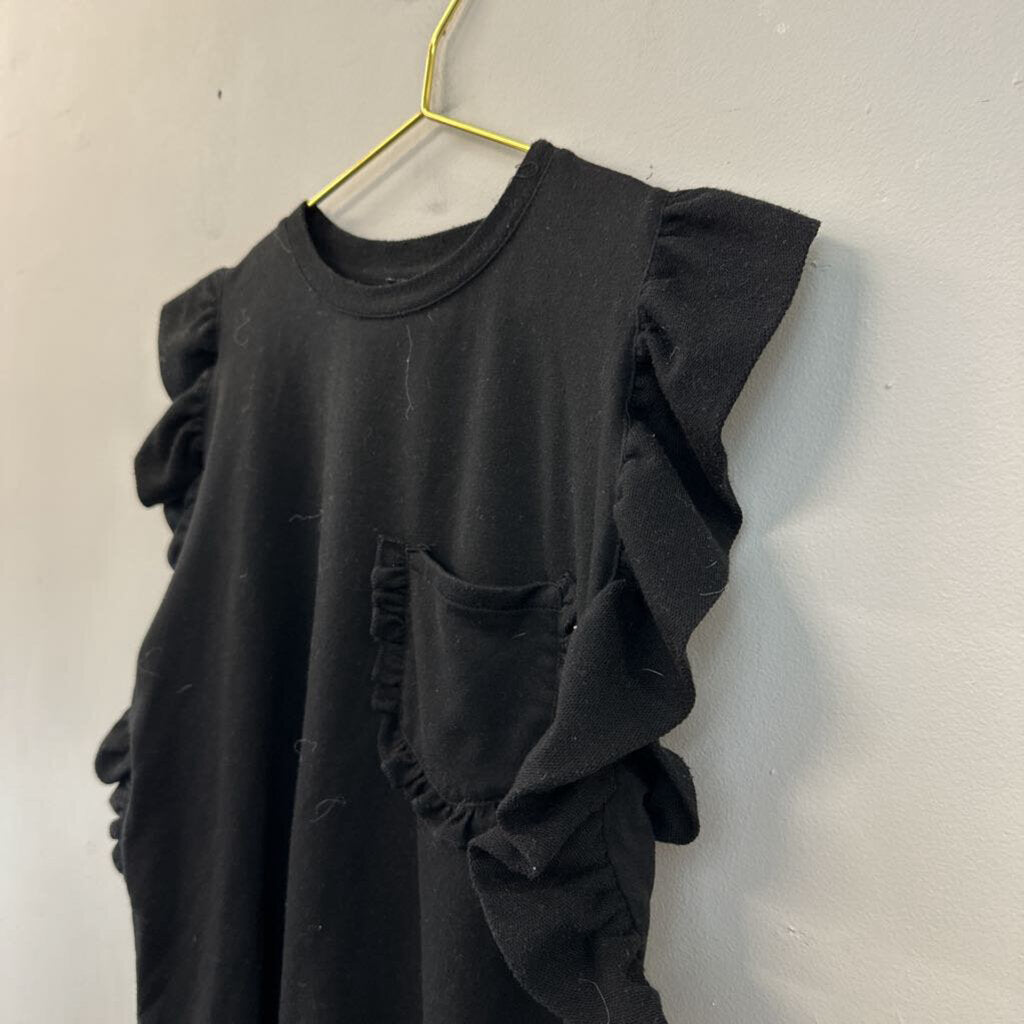 Drew Black Short Ruffle Sleeve Top Extra Small