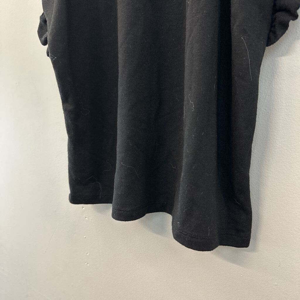 Drew Black Short Ruffle Sleeve Top Extra Small