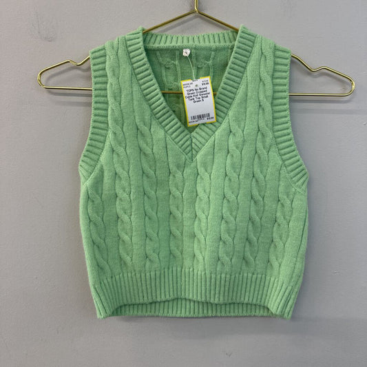 Green Cropped Cable Knit Sweater Tank Top Small