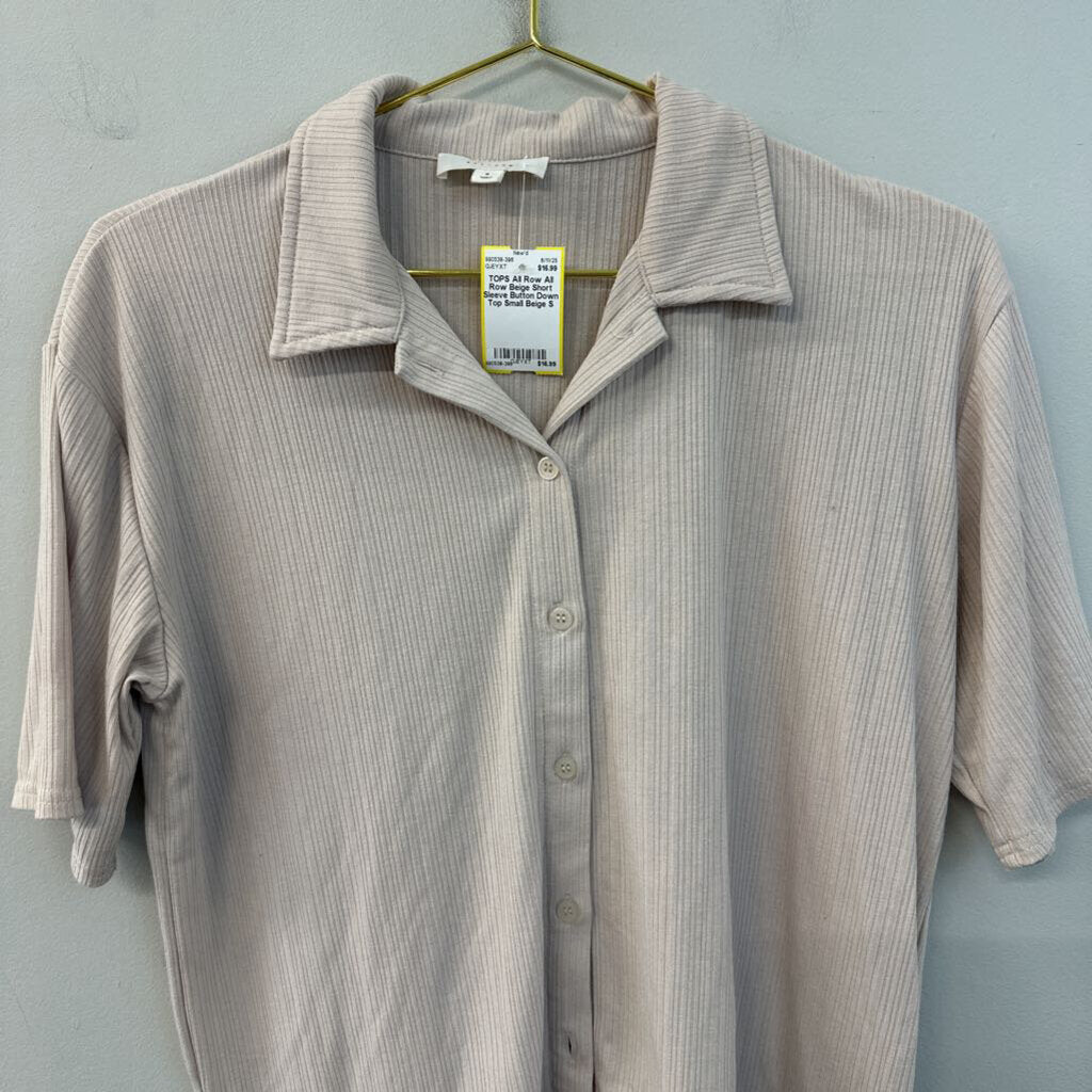 All Row Beige Short Sleeve Button Down Top Small