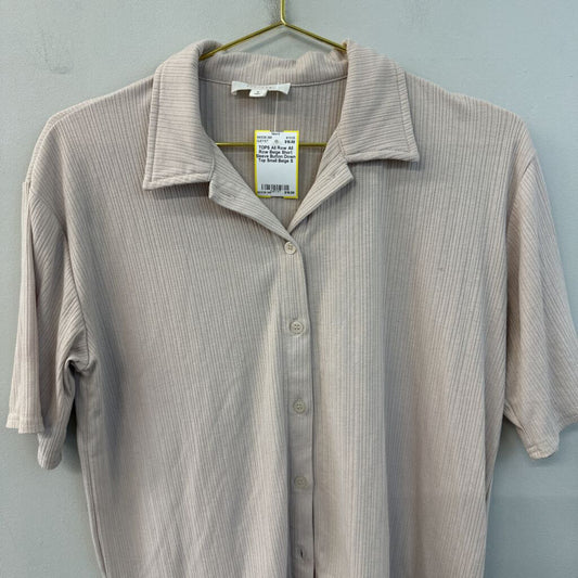 All Row Beige Short Sleeve Button Down Top Small