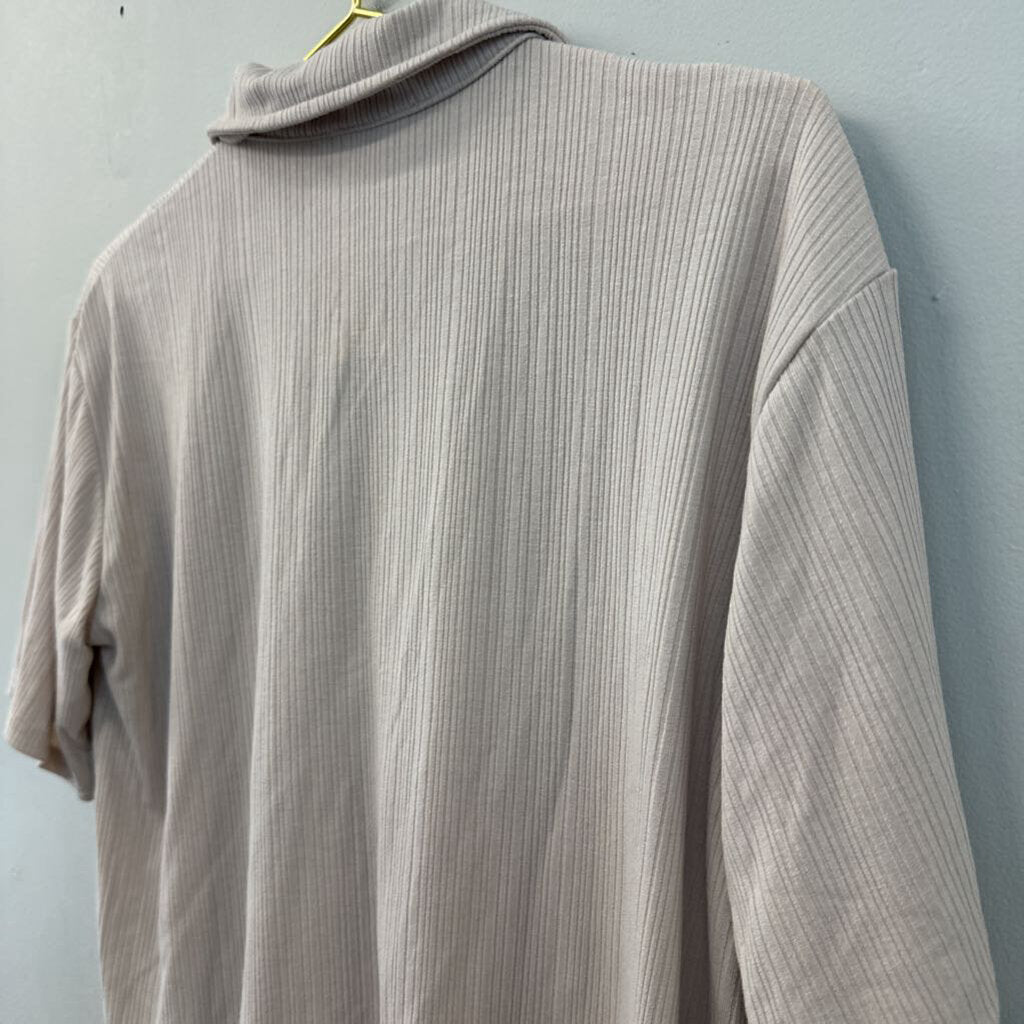 All Row Beige Short Sleeve Button Down Top Small