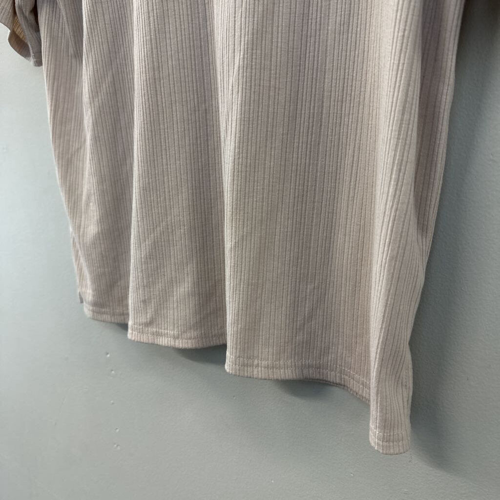 All Row Beige Short Sleeve Button Down Top Small