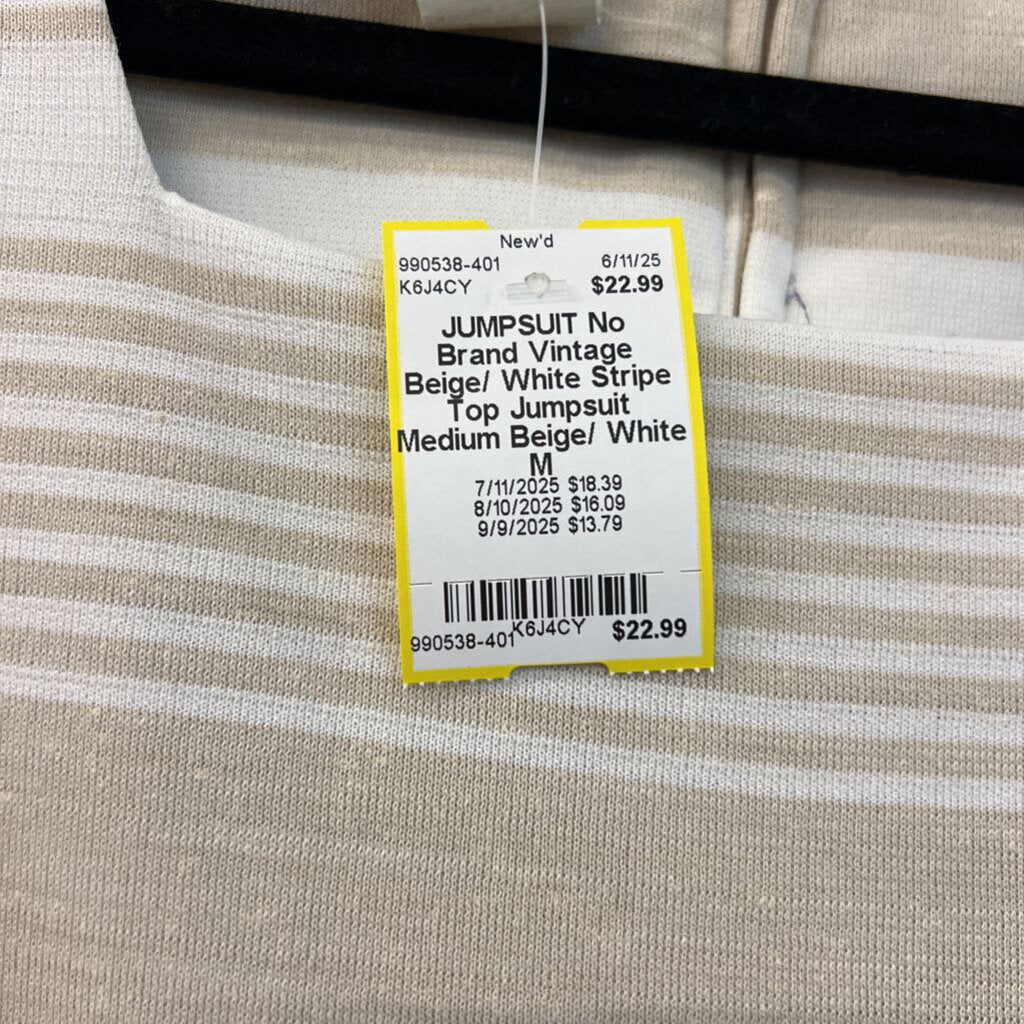 Vintage Beige/ White Stripe Top Jumpsuit Medium