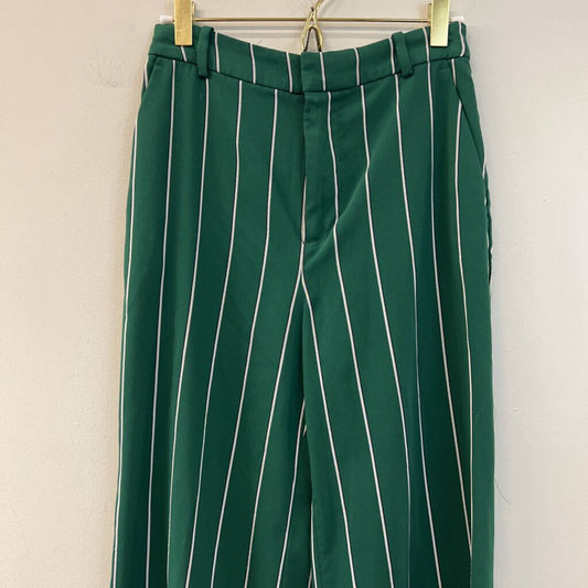 Green/ White Striped High Waisted Trouser Pants 4