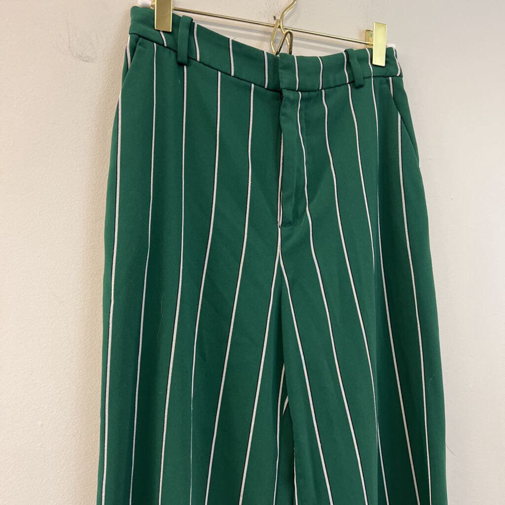 Green/ White Striped High Waisted Trouser Pants 4