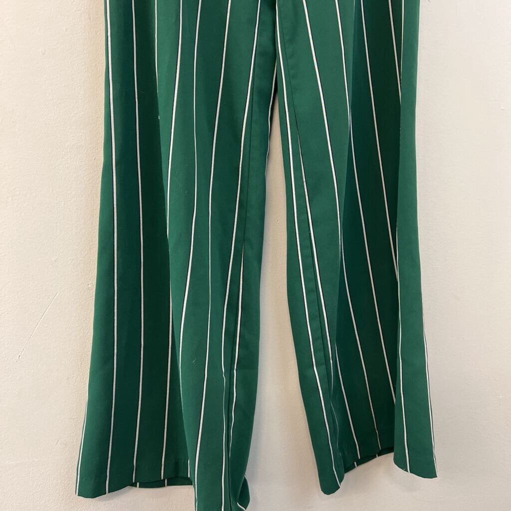 Green/ White Striped High Waisted Trouser Pants 4