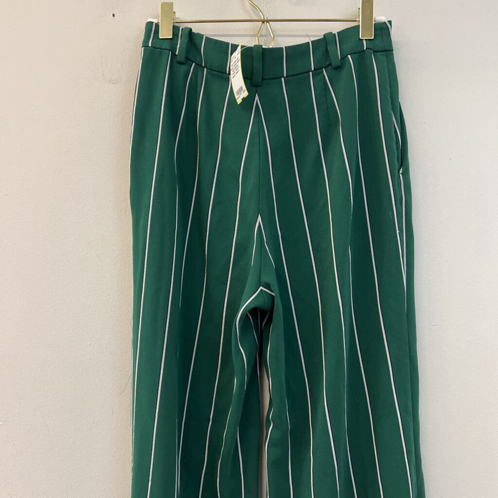 Green/ White Striped High Waisted Trouser Pants 4