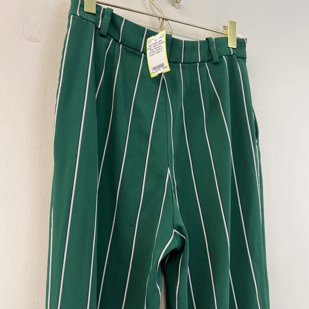 Green/ White Striped High Waisted Trouser Pants 4