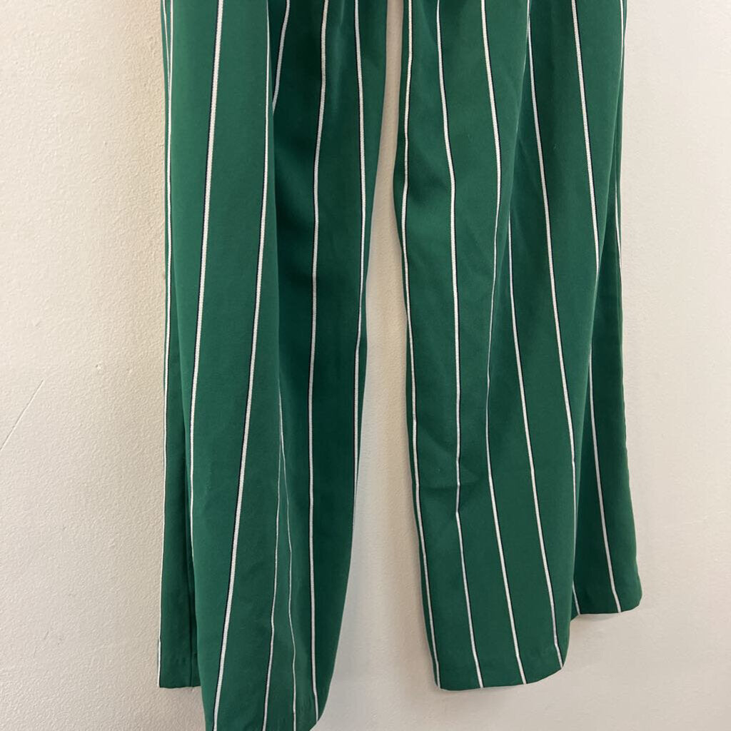 Green/ White Striped High Waisted Trouser Pants 4