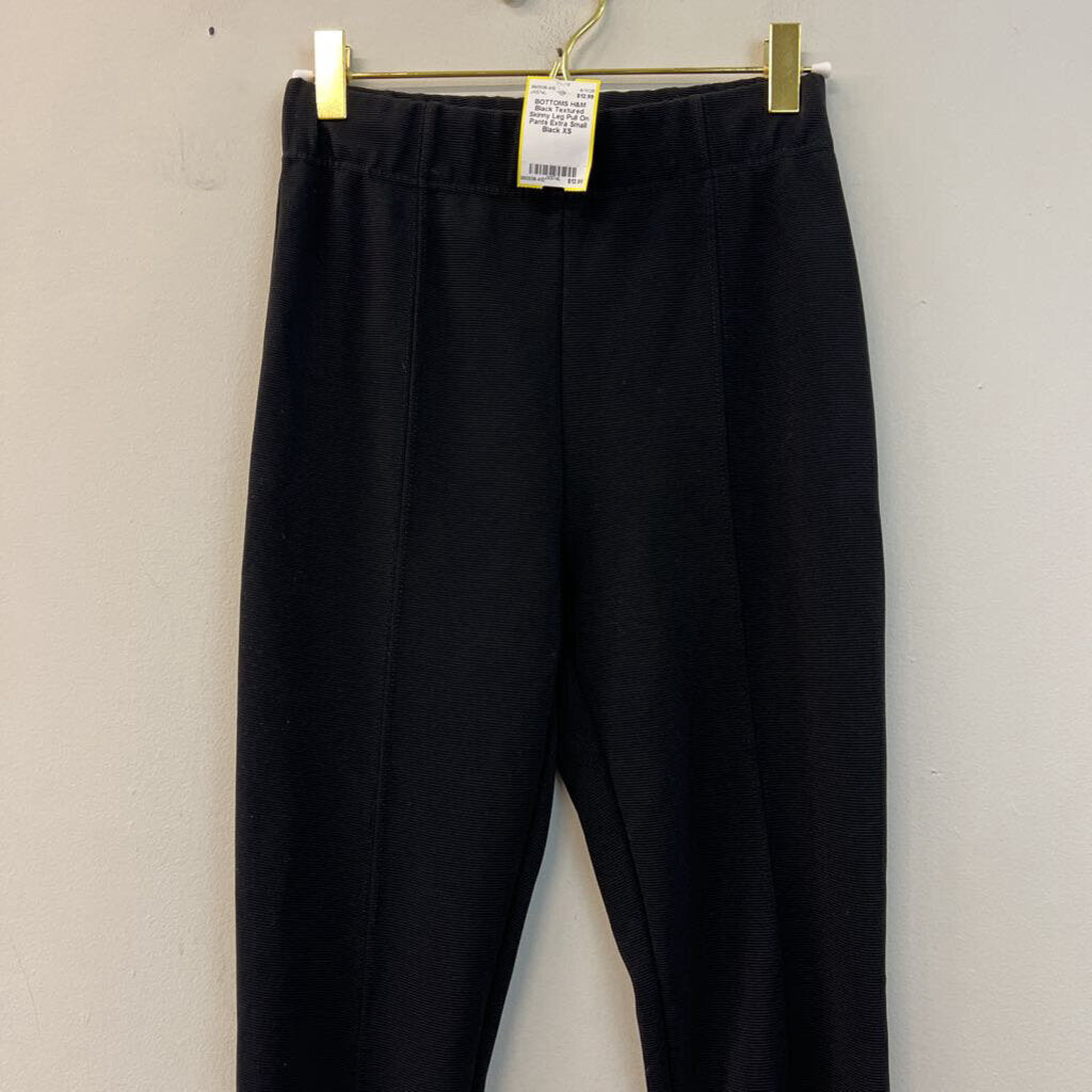 Black Textured Skinny Leg Pull On Pants Extra Small