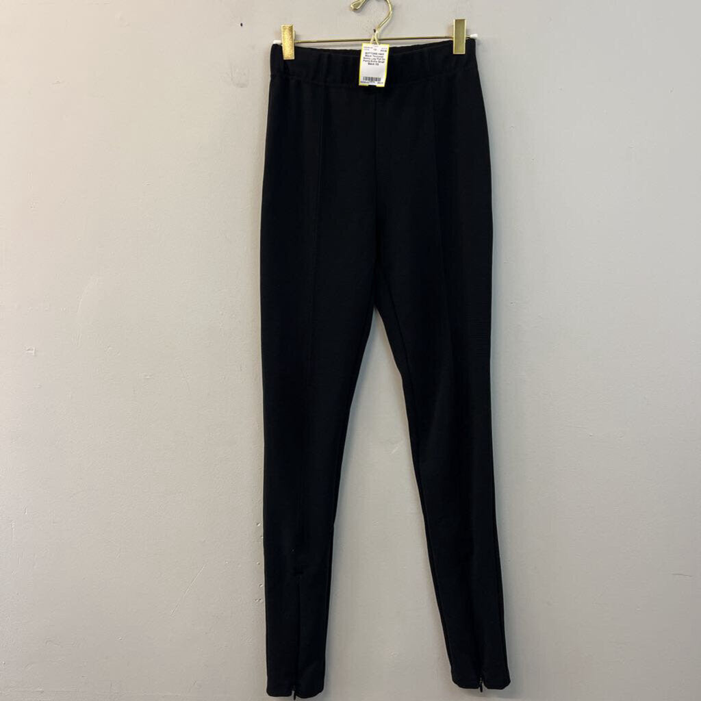 Black Textured Skinny Leg Pull On Pants Extra Small