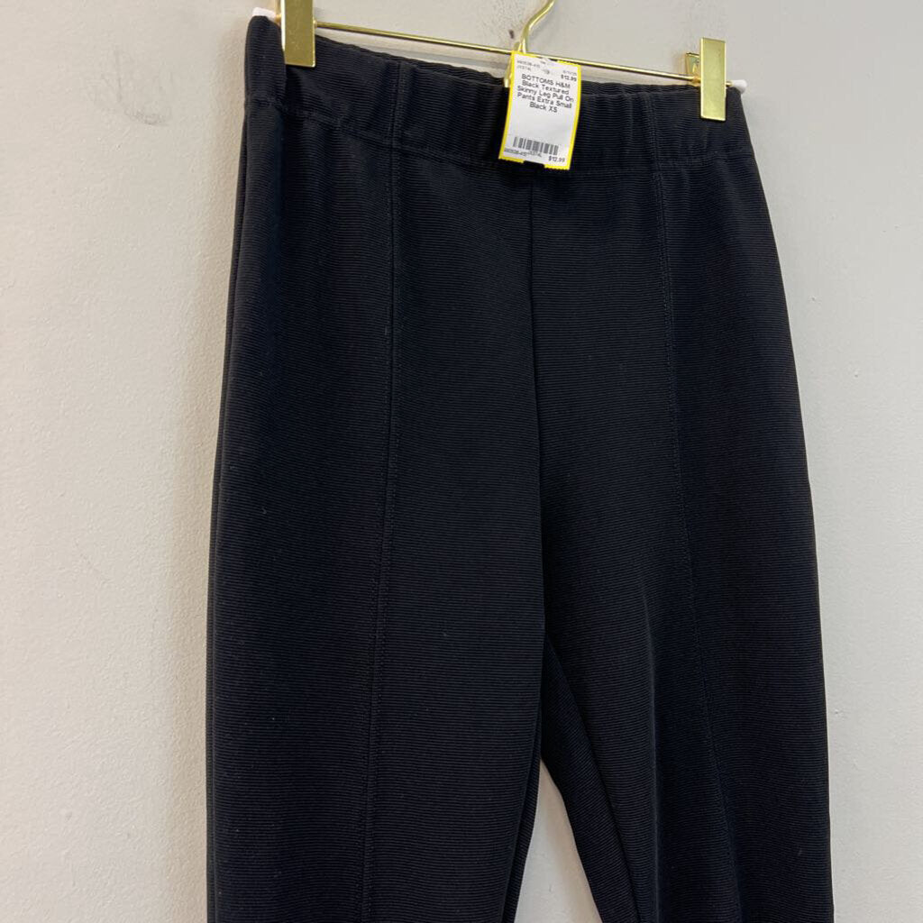 Black Textured Skinny Leg Pull On Pants Extra Small