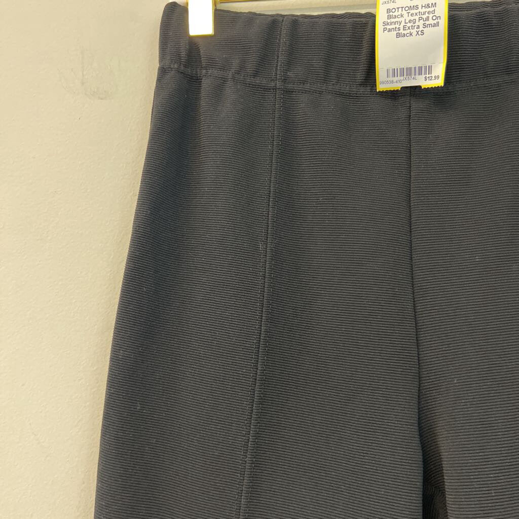 Black Textured Skinny Leg Pull On Pants Extra Small