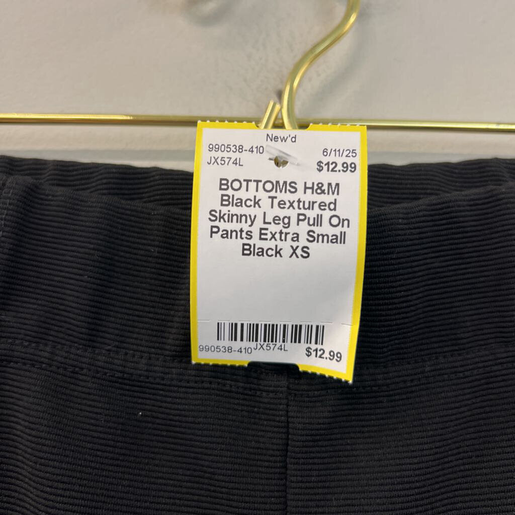 Black Textured Skinny Leg Pull On Pants Extra Small