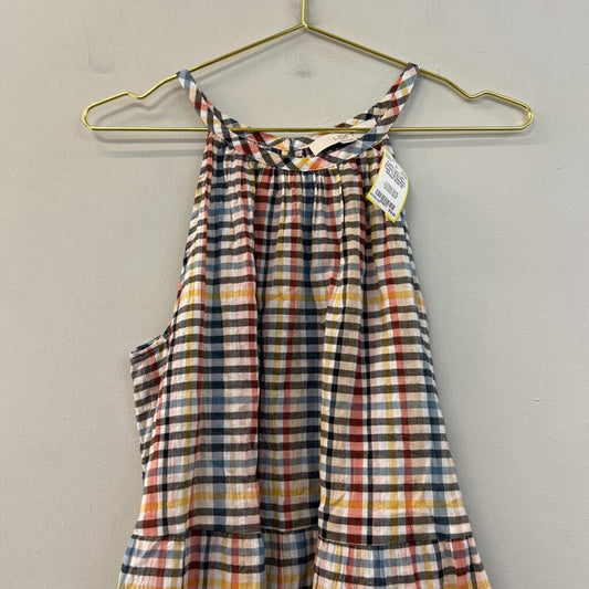 Loft White/ Multi Plaid Tank Top Medium
