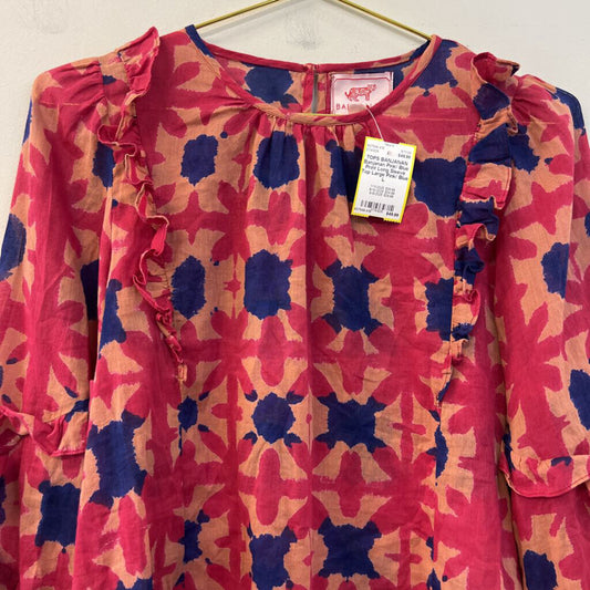 Banjanan Pink/ Blue Print Long Sleeve Top Large