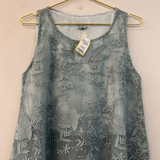 POL Blue Embroidered Tank Top Medium
