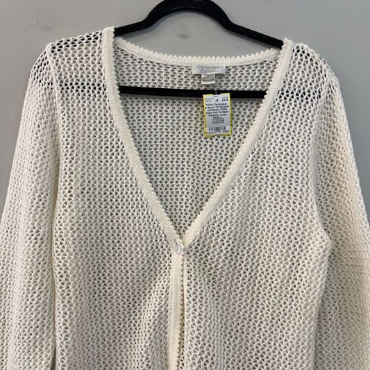 Christopher and Banks White Open Knit Cardigan Sweater Large