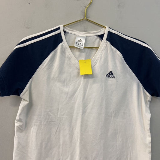 Adidas White/ Navy Logo Short Sleeve Top Medium