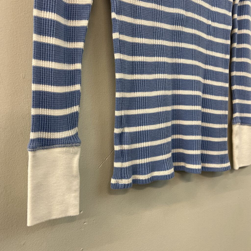 Aerie Blue/ White Striped Long Sleeve Henley Top Small