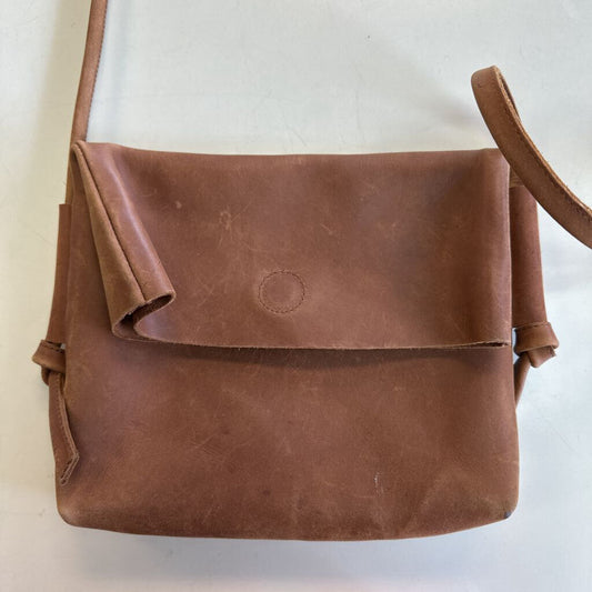 Able Brown Leather Lomi Foldover Crossbody Purse