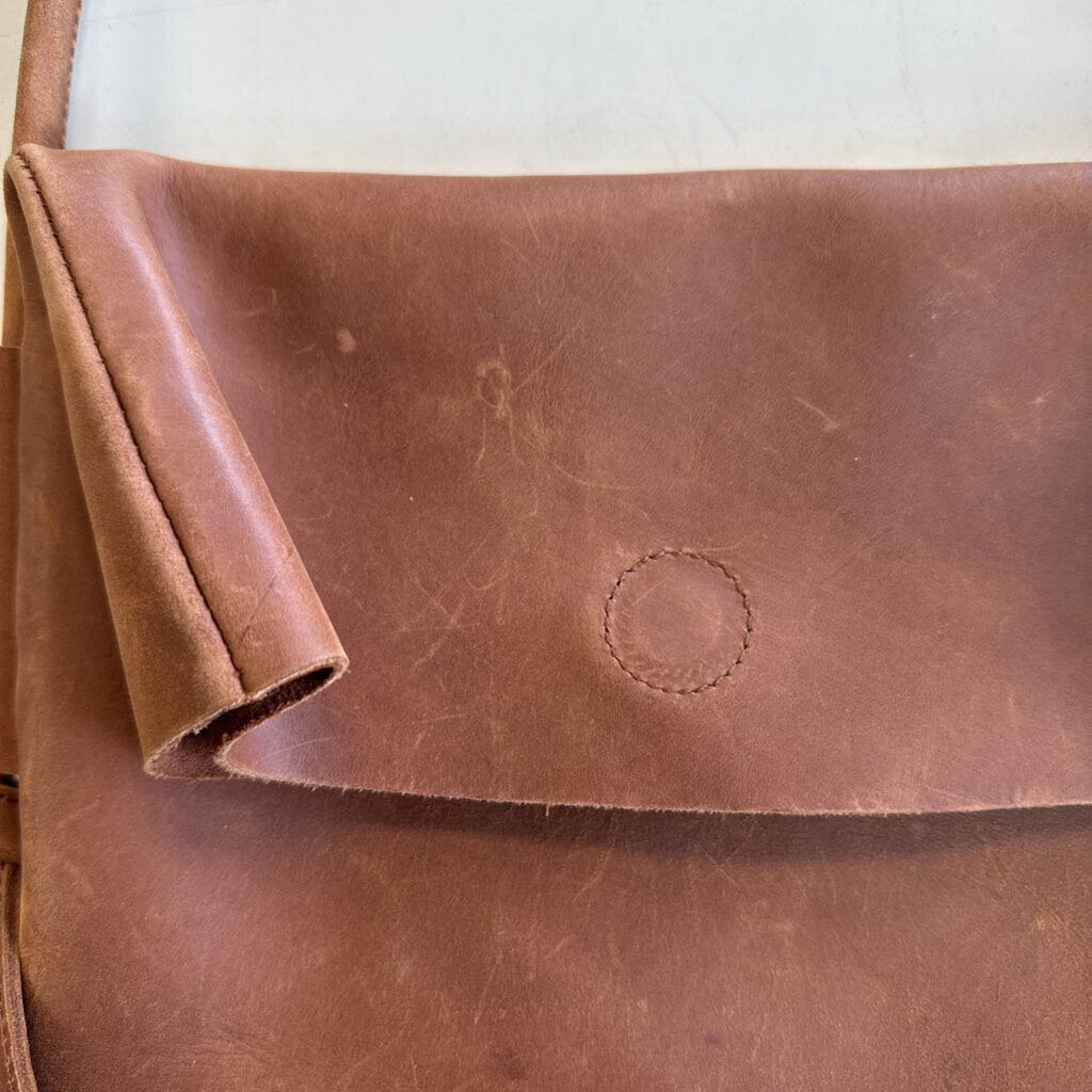 Able Brown Leather Lomi Foldover Crossbody Purse