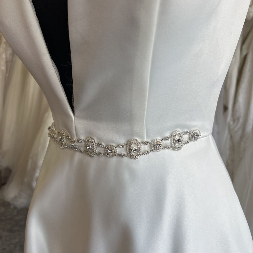 Cristiano Lucci Satin A-Line Plunge Bridal Dress 12