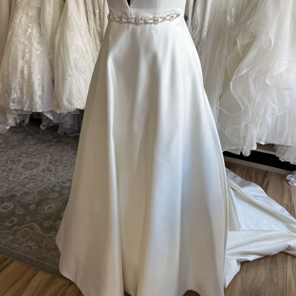 Cristiano Lucci Satin A-Line Plunge Bridal Dress 12