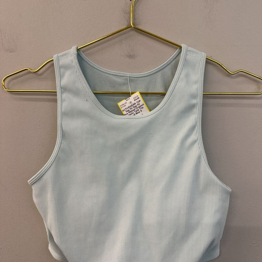 Gap Fit Blue Ribbed Cropped Athletic Tank Top Small