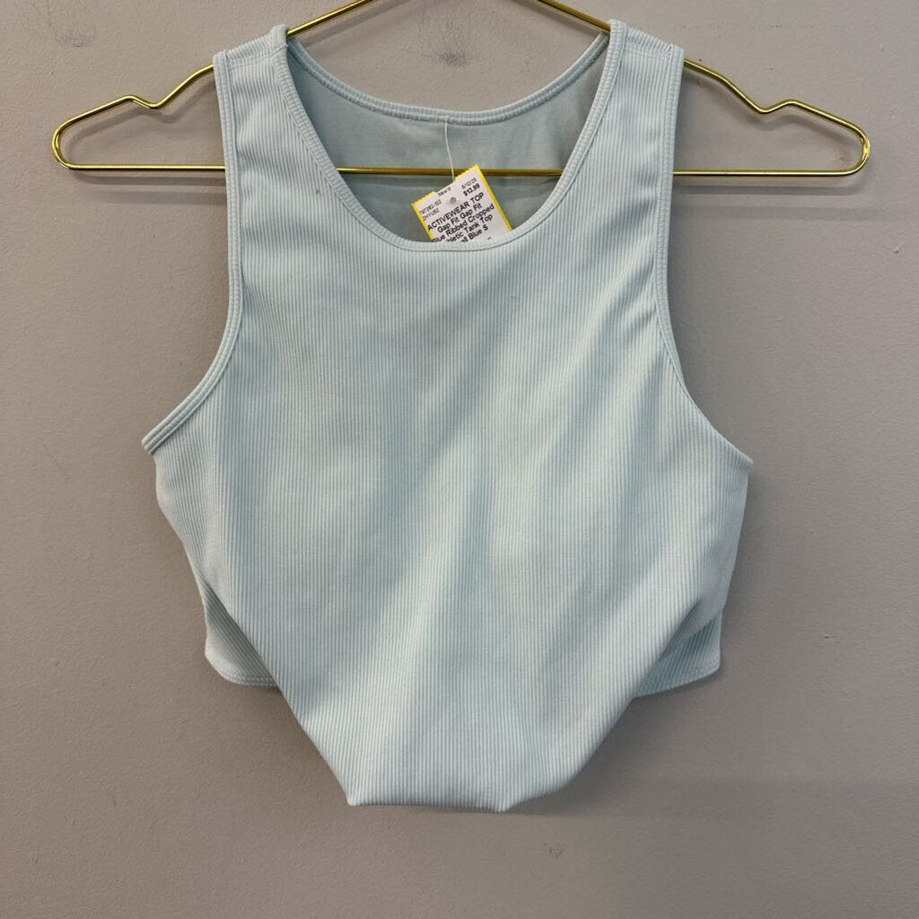 Gap Fit Blue Ribbed Cropped Athletic Tank Top Small
