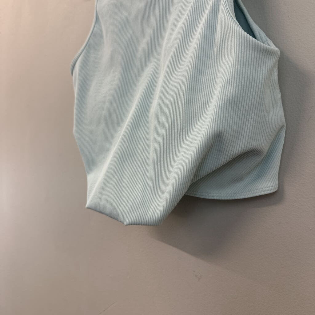 Gap Fit Blue Ribbed Cropped Athletic Tank Top Small