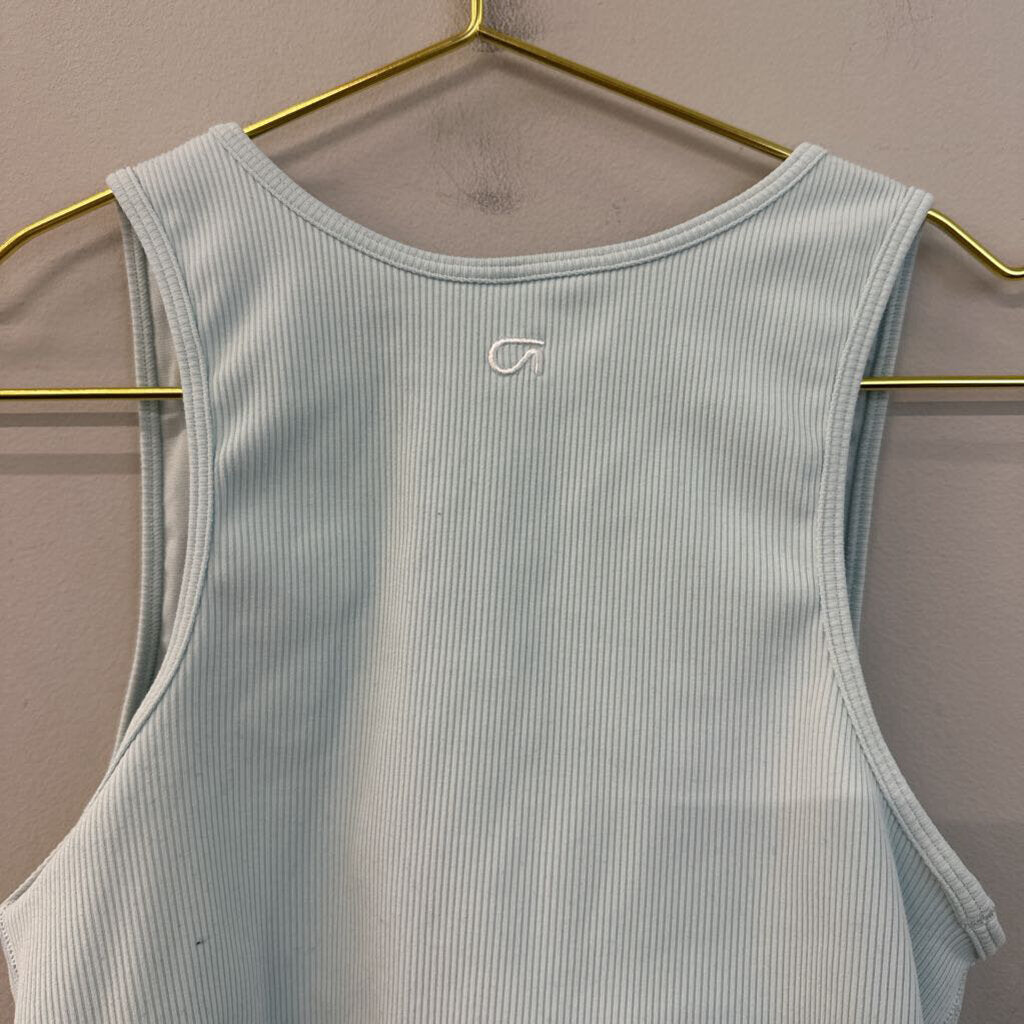 Gap Fit Blue Ribbed Cropped Athletic Tank Top Small