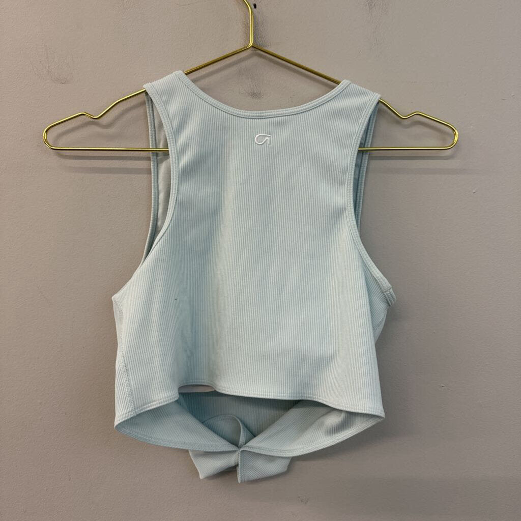 Gap Fit Blue Ribbed Cropped Athletic Tank Top Small