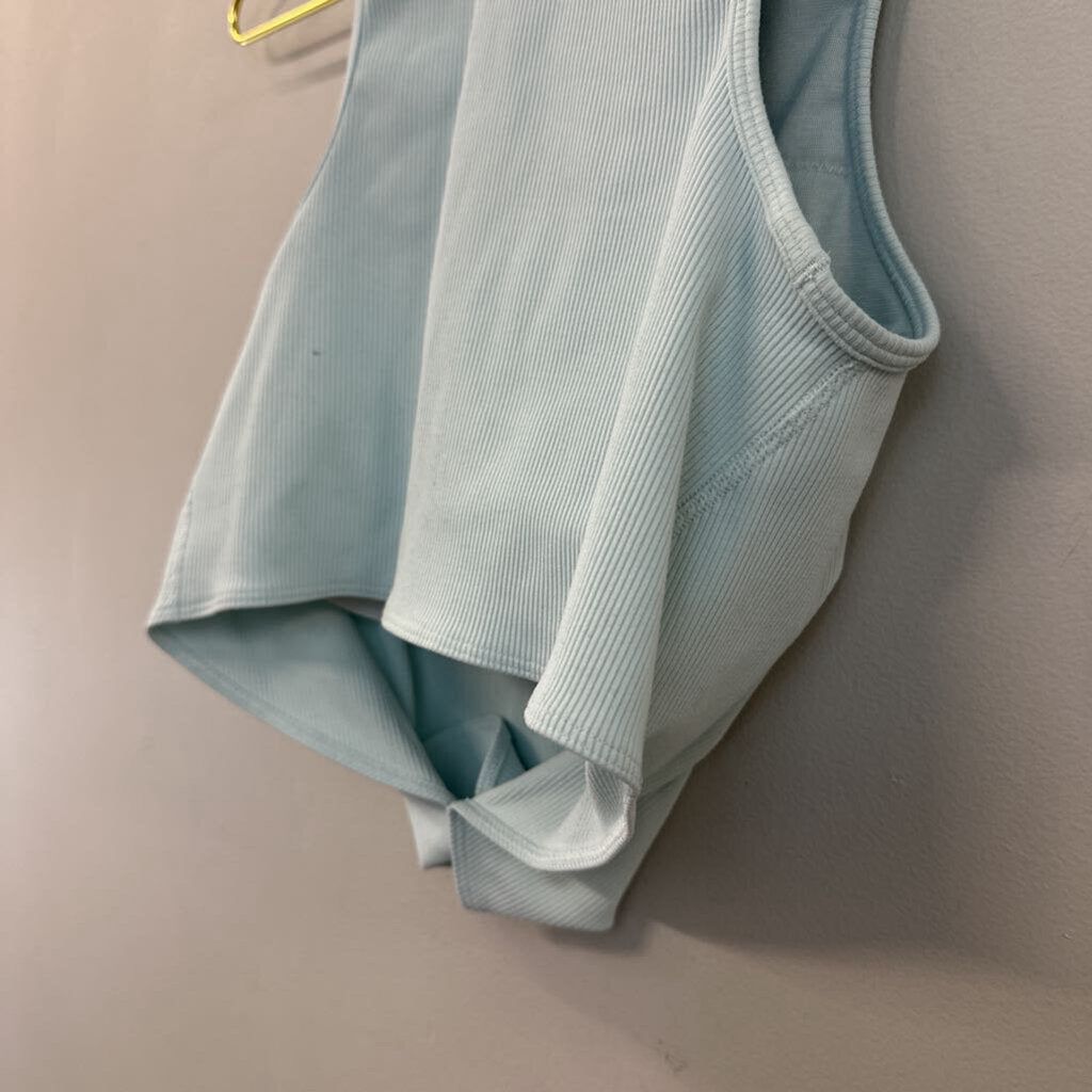 Gap Fit Blue Ribbed Cropped Athletic Tank Top Small