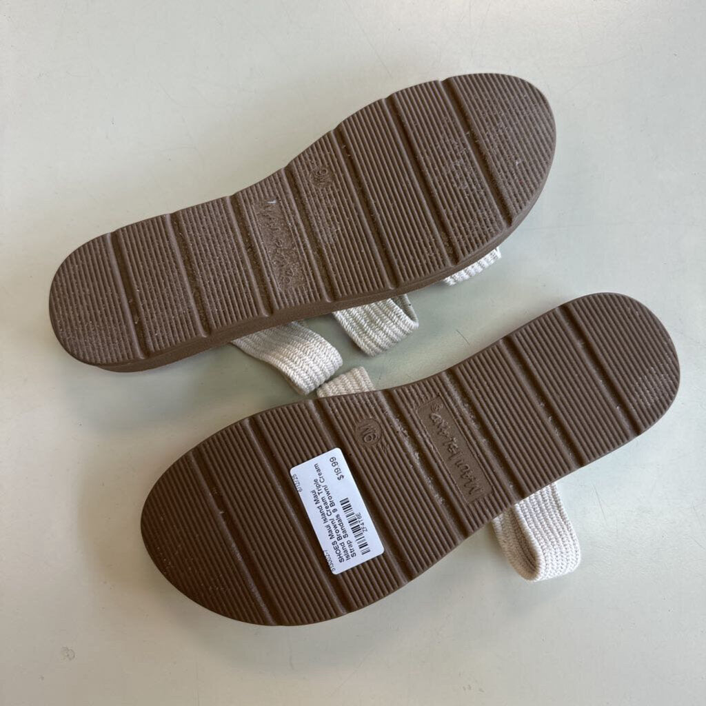 Maui Island Brown/ Cream Triple Strap Sandals 9