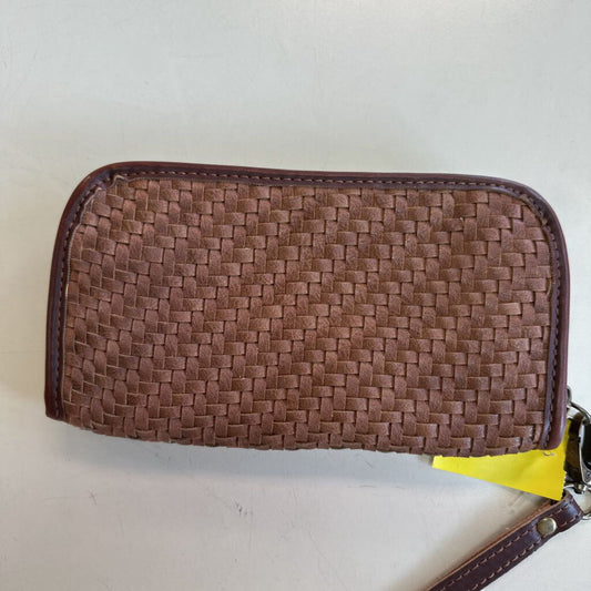Altar'd State Brown Woven Leather Wristlet Wallet