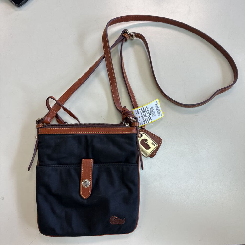 Dooney and Bourke Black/ Brown Nylon Crossbody Purse