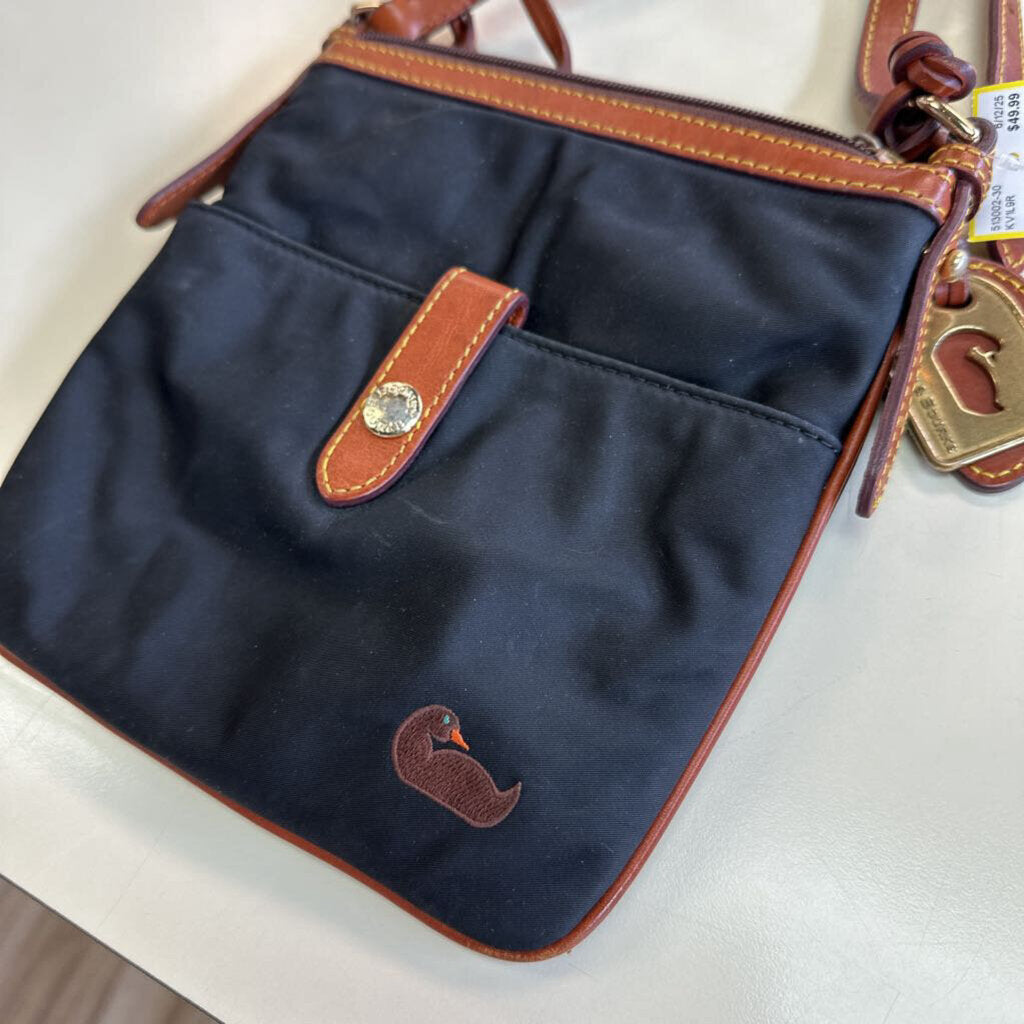 Dooney and Bourke Black/ Brown Nylon Crossbody Purse