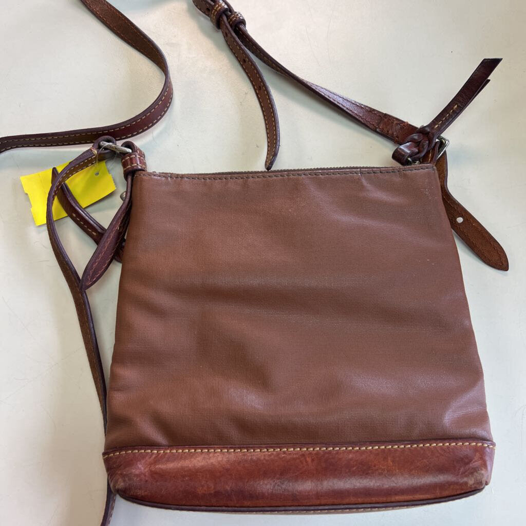 Dooney and Bourke Brown Textured Leather Detail Crossbody Purse