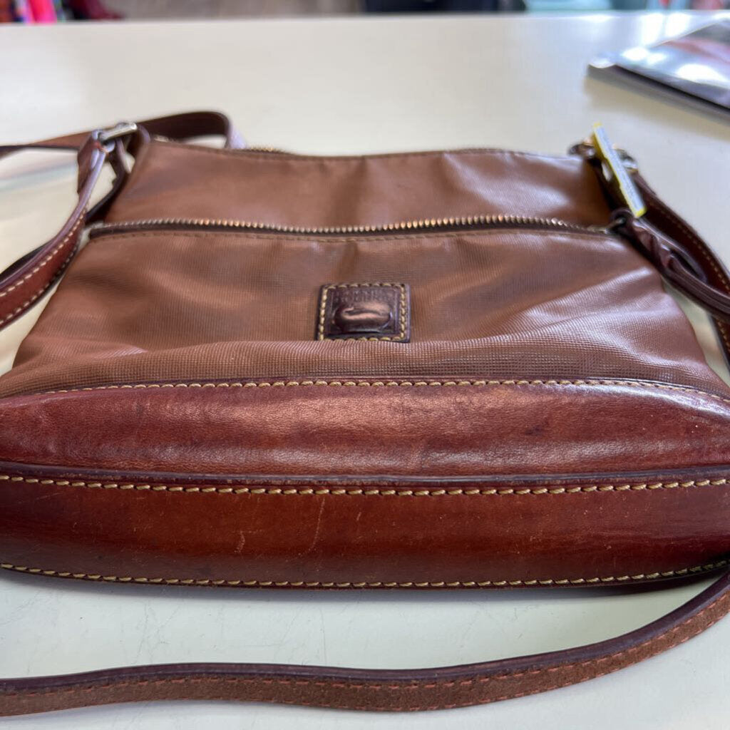 Dooney and Bourke Brown Textured Leather Detail Crossbody Purse