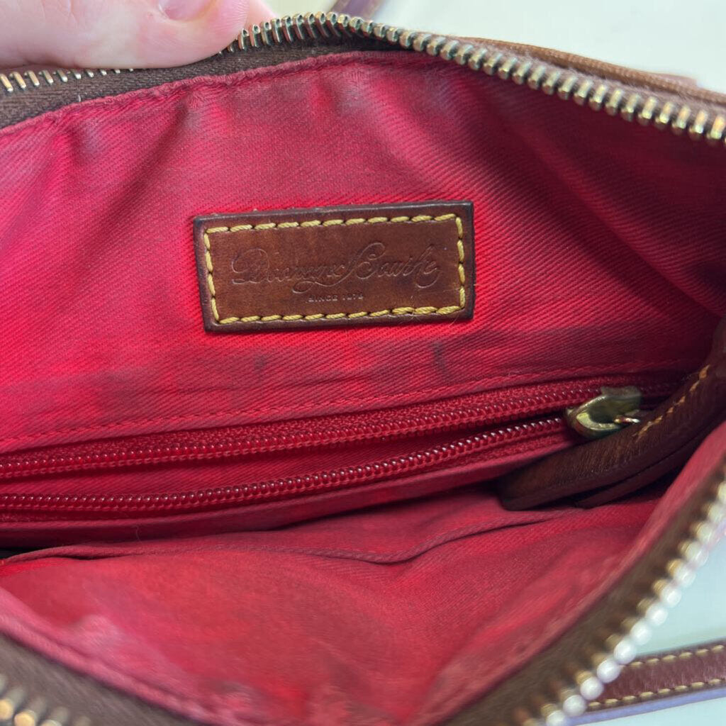 Dooney and Bourke Brown Textured Leather Detail Crossbody Purse
