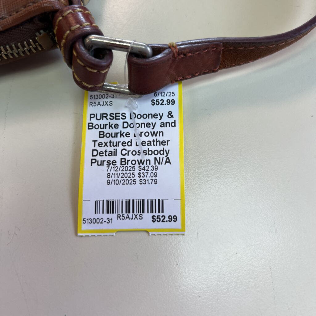 Dooney and Bourke Brown Textured Leather Detail Crossbody Purse