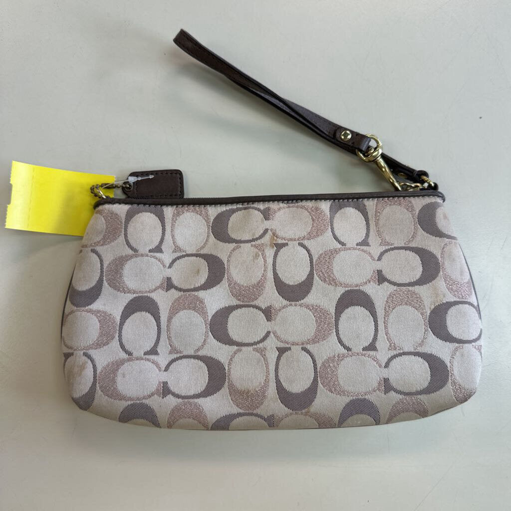 Coach Signature Print Canvas Wristlet Wallet