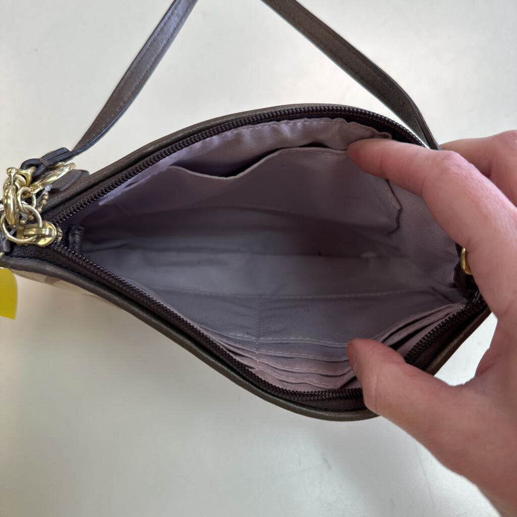 Coach Signature Print Canvas Wristlet Wallet