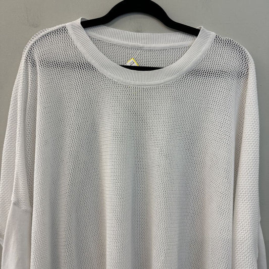 Planet by Lauren G White Open Knit Long Sleeve Top One Size