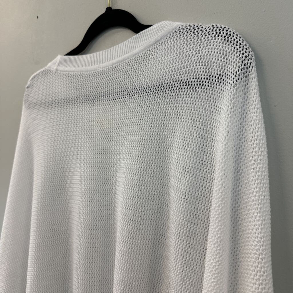 Planet by Lauren G White Open Knit Long Sleeve Top One Size